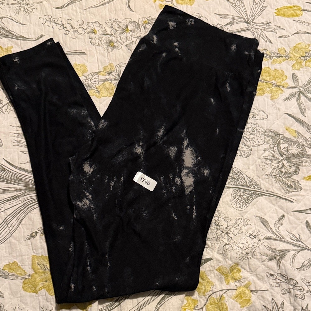 LuLaRoe Black and Gray Tie-Dye Kids Leggings
